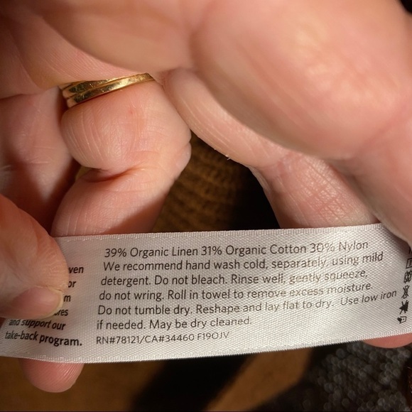 EILEEN FISHER Rich Brown Asymmetrical sweater w/Short Sleeves. Size XS - Picture 5 of 5